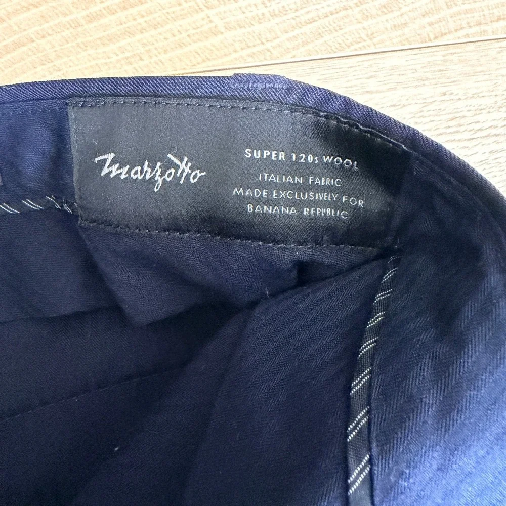Banana Republic Marzotto Super 120s Wool‎ Dress Pants Mens 34x30 Blue Slim read